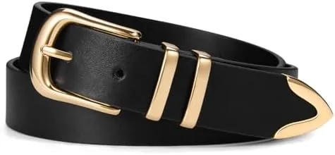vatan women leather belt for jeans dresses pants fashion ladies casual waist belt with gold buckle black gold buckle m fit waist size 27 32
